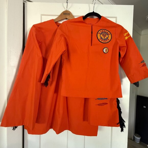 Vintage Fathers And Sons Camp Orange Uniform With Patches Y-Indian Guides YMCA 7 - Picture 1 of 7
